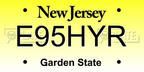 E95HYR New Jersey License Plate