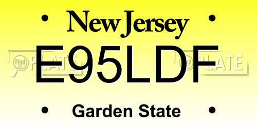 E95LDF New Jersey License Plate