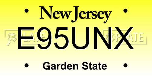 E95UNX New Jersey License Plate