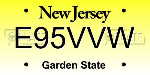 E95VVW New Jersey License Plate