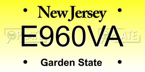 E960VA New Jersey License Plate