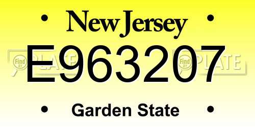 E963207 New Jersey License Plate