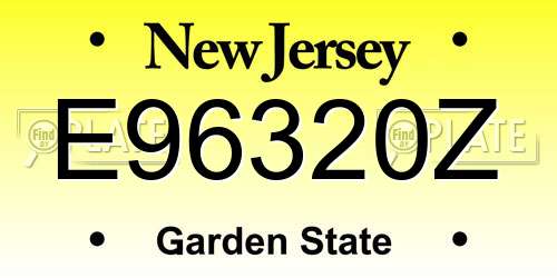 E96320Z New Jersey License Plate