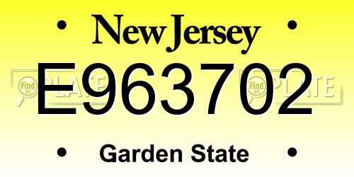 E963702 New Jersey License Plate
