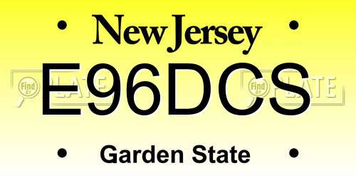 E96DCS New Jersey License Plate