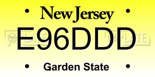 E96DDD New Jersey License Plate