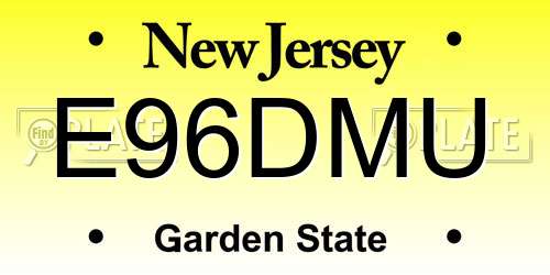 E96DMU New Jersey License Plate
