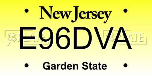 E96DVA New Jersey License Plate
