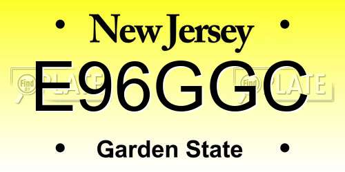E96GGC New Jersey License Plate