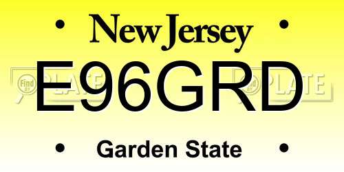 E96GRD New Jersey License Plate