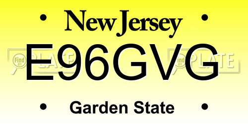 E96GVG New Jersey License Plate