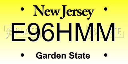 E96HMM New Jersey License Plate