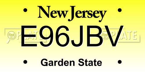 E96JBV New Jersey License Plate