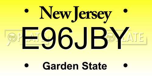 E96JBY New Jersey License Plate