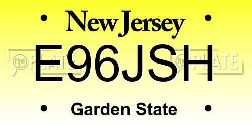 E96JSH New Jersey License Plate