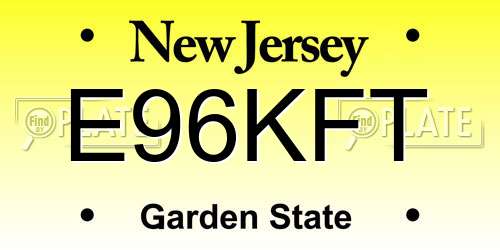 E96KFT New Jersey License Plate