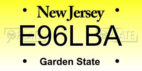 E96LBA New Jersey License Plate