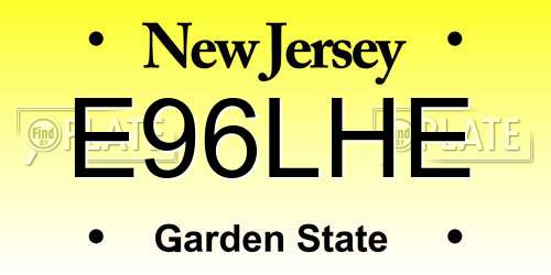 E96LHE New Jersey License Plate