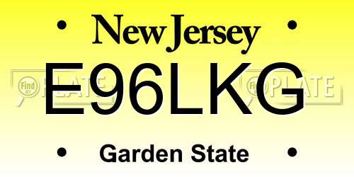 E96LKG New Jersey License Plate