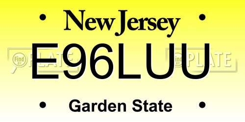 E96LUU New Jersey License Plate