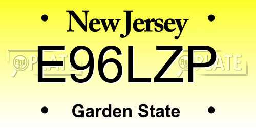 E96LZP New Jersey License Plate