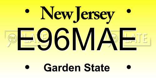 E96MAE New Jersey License Plate