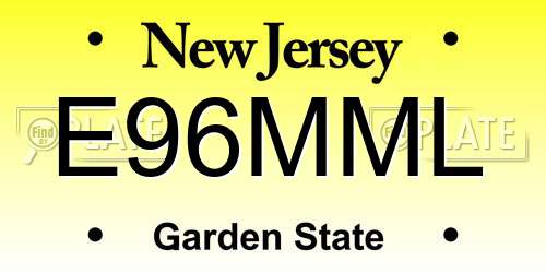 E96MML New Jersey License Plate