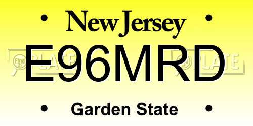 E96MRD New Jersey License Plate