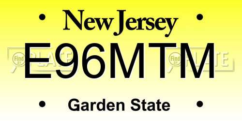 E96MTM New Jersey License Plate