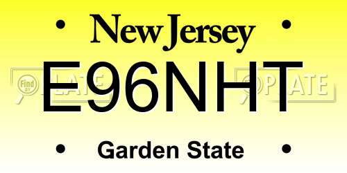 E96NHT New Jersey License Plate