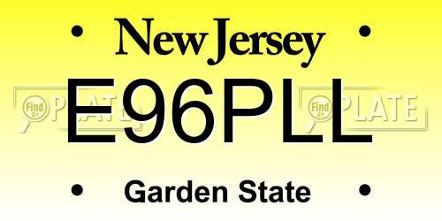 E96PLL New Jersey License Plate