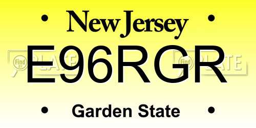 E96RGR New Jersey License Plate