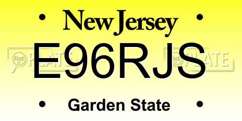 E96RJS New Jersey License Plate