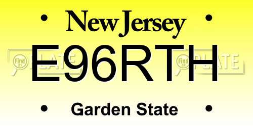 E96RTH New Jersey License Plate