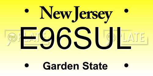 E96SUL New Jersey License Plate