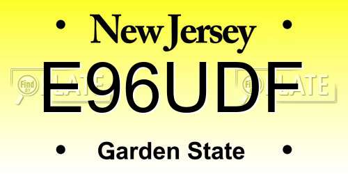 E96UDF New Jersey License Plate