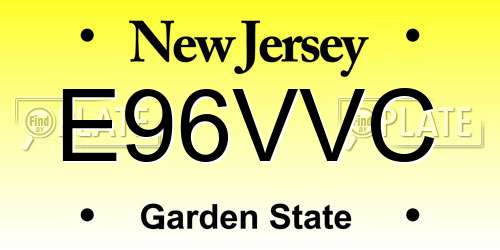 E96VVC New Jersey License Plate