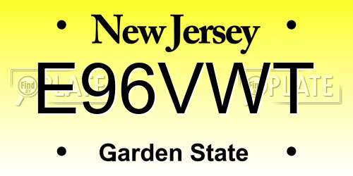 E96VWT New Jersey License Plate
