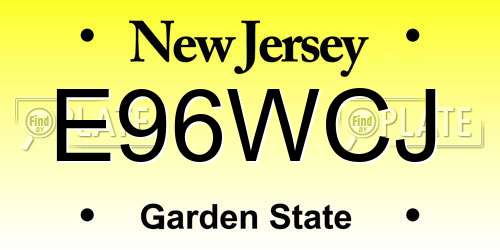 E96WCJ New Jersey License Plate