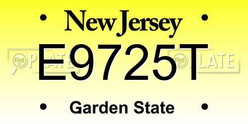 E9725T New Jersey License Plate