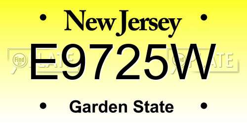 E9725W New Jersey License Plate
