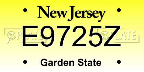 E9725Z New Jersey License Plate