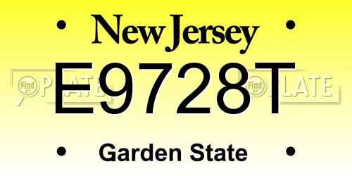 E9728T New Jersey License Plate