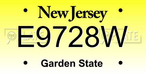E9728W New Jersey License Plate