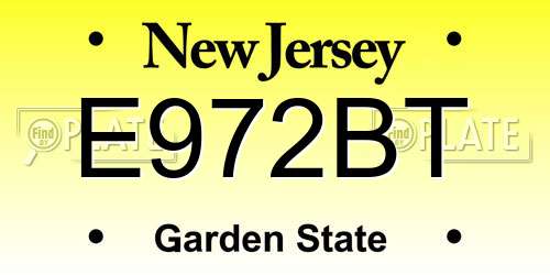 E972BT New Jersey License Plate