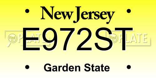 E972ST New Jersey License Plate