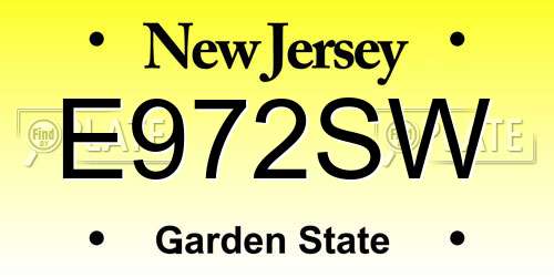 E972SW New Jersey License Plate