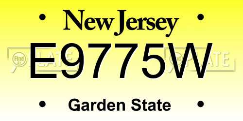 E9775W New Jersey License Plate