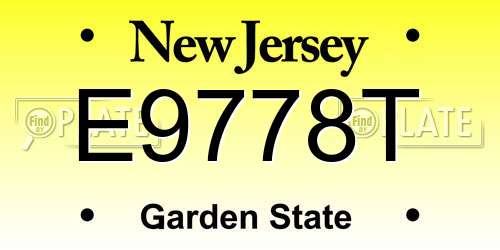 E9778T New Jersey License Plate