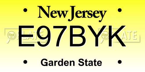 E97BYK New Jersey License Plate